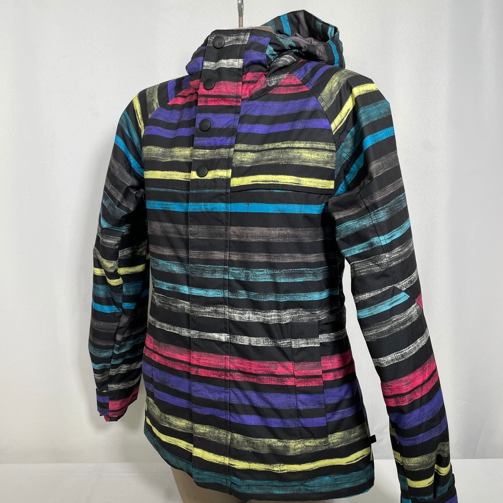 Burton Multicolor Stripes Hooded Winter Coat Ski Snowboard Jacket Women's SMALL - Picture 4 of 14